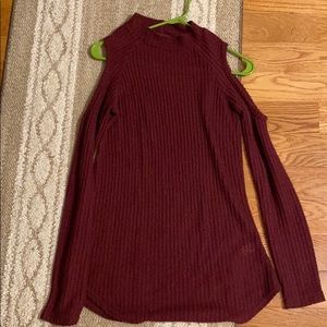 Size M Burgundy sweater with shoulder cutout